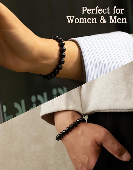 Handmade Natural Stone Beaded Stretch Bracelets,Healing Crystals Protection Bracelet,Spiritual Jewelry Gifts for Women & Men,Replacement Beads Included