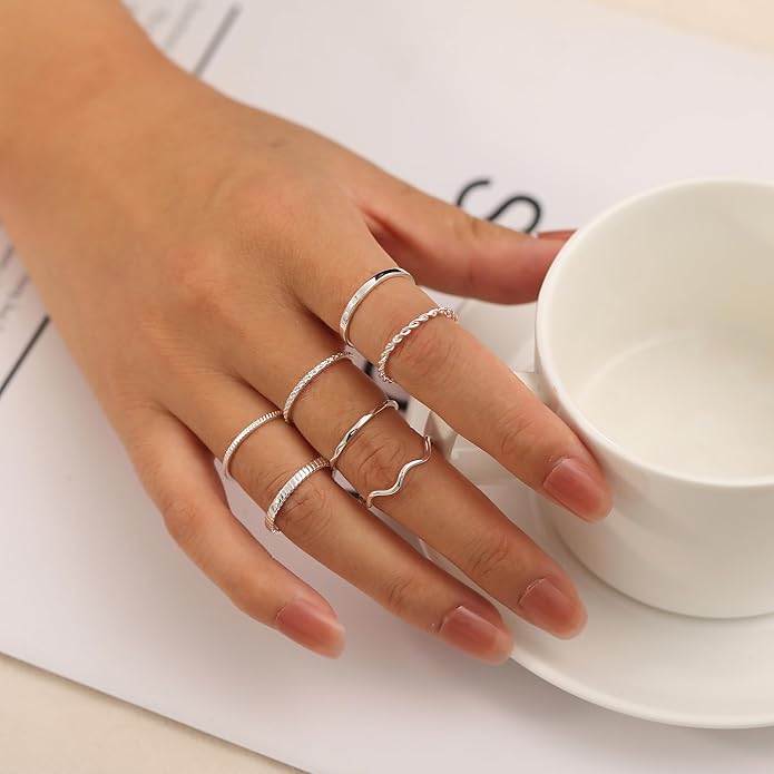 WFYOU 10 Pcs 1-2mm 18K Gold Plated Simple Rings for Women Band Knuckle Stacking Midi Rings Elegant Classic Minimalist Rings Comfort Fit