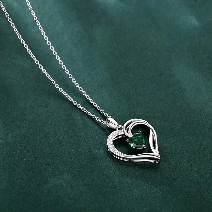 925 Sterling Silver Heart Necklace for Women Birthstone Necklace Silver Jewelry for Womens Jewelry Gifts for Women Her Mom