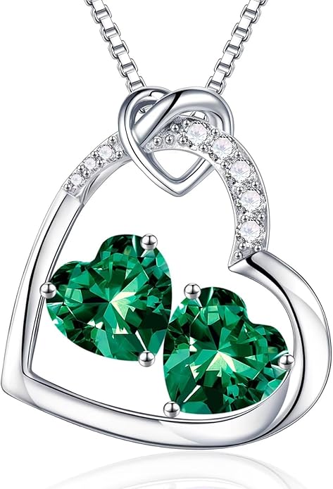 Iefil Birthstone Necklace for Women - 925 Sterling Silver Birthstone Necklace, Anniversary Birthday Gifts for Women Wife Girlfriend, Jewelry for Mom Daughter