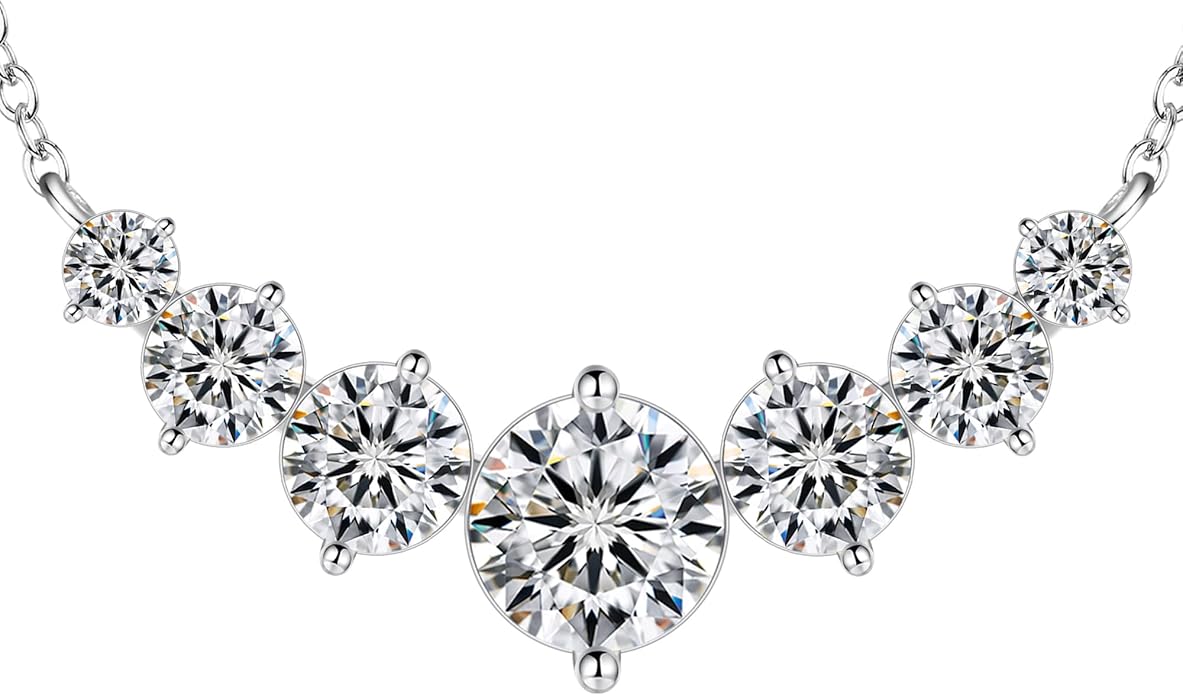 Moissanite Necklace for Women, 1.7-7.6 Carat Heart Necklace Engraved 'I LOVE YOU' Gift for Wife, Wedding Anniversary Birthday Gifts for Women, Jewelry Gifts for Her Wife Mom Girlfriend Lady