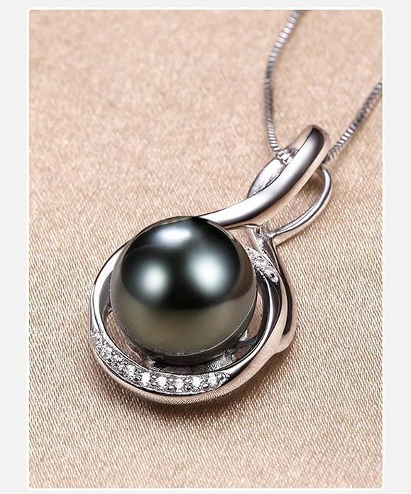 Gifts for Women Mom-Wedding-Anniversary-Wife-Jewelry-Tahitian -Black-Pearl-Necklace for Women Birthday for Womens Her Girlfriend Valentines Day Mothers Day Christmas Gifts for Wife Mom