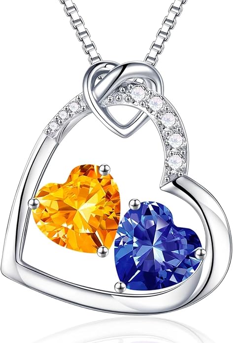 Iefil Birthstone Necklace for Women - 925 Sterling Silver Birthstone Necklace, Anniversary Birthday Gifts for Women Wife Girlfriend, Jewelry for Mom Daughter