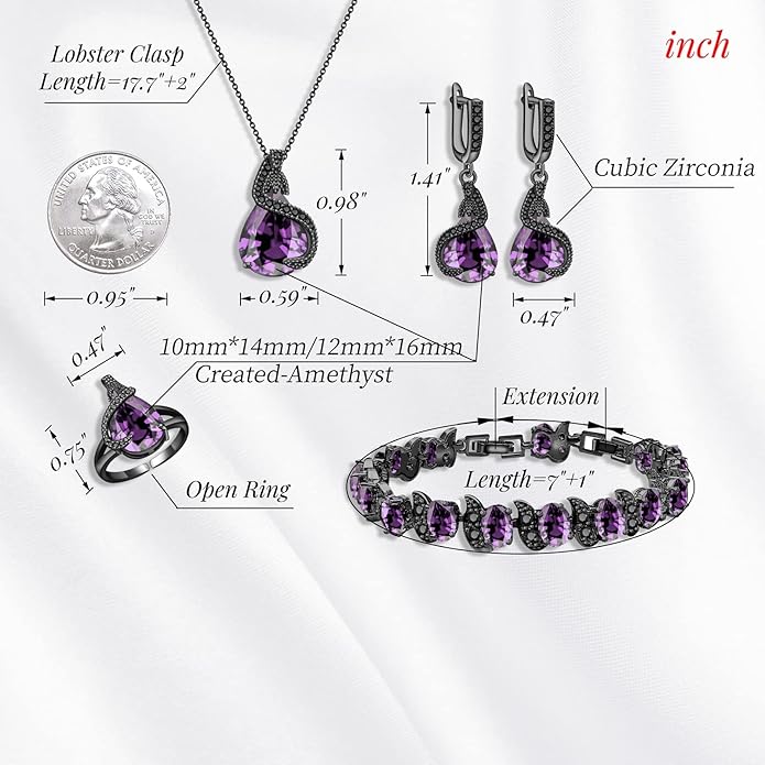 GZWHD Jewelry Set for Women Water Drop Cubic Zirconia Artificial Crystal Earrings Pendant Necklace Open Ring Tennis Bracelet Wedding Anniversary Birthday Engagement Gift for Bridesmaid Wife Girlfriend Friend