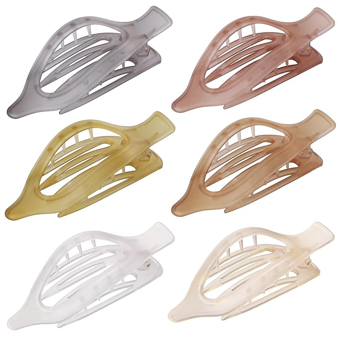 Flat Hair Clip 6 pcs Lay Down Claw Clips Hair Accessories for Women -Ice Cream