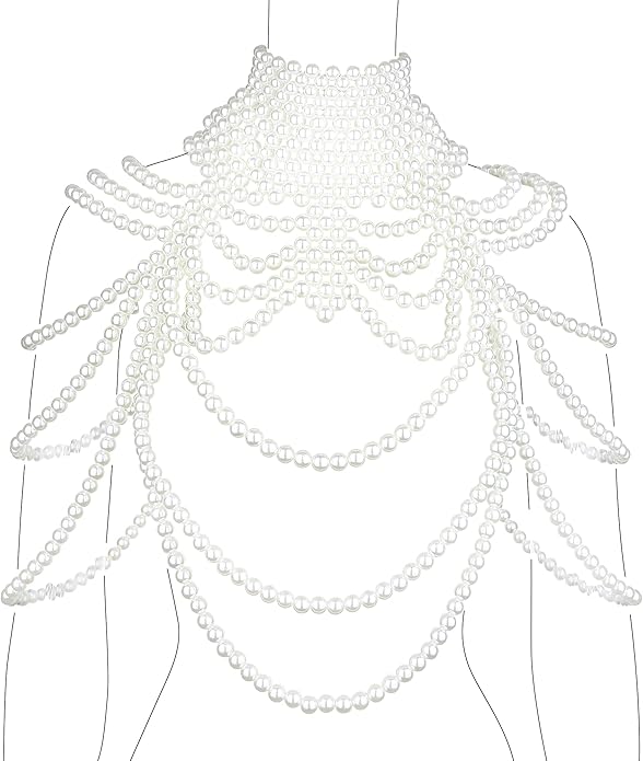 CCbodily Pearl Body Chain Bra - Fashion Shoulder Necklaces Bra Chain Body Jewelry