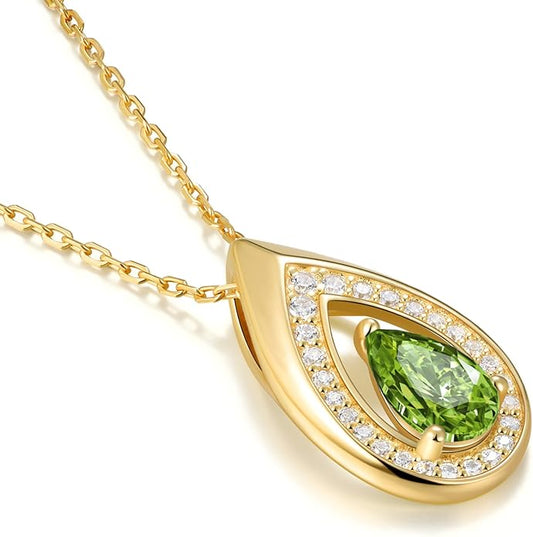 Kstyle 14K Gold Lab-Grown Moissanite/Emerald/Birthstone Pendant Necklaces for Women, Wife Girlfriend Daughter Mom Grandma Gifts, Dainty Birthday Jewelry for Her (925 Sterling Silver Base) Non Tarnish