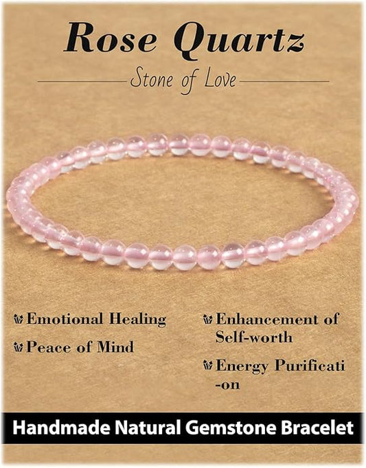 Handmade Natural Stone Beaded Stretch Bracelets,Healing Crystals Protection Bracelet,Spiritual Jewelry Gifts for Women & Men,Replacement Beads Included