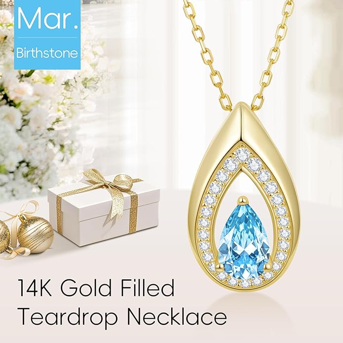 Kstyle 14K Gold Lab-Grown Moissanite/Emerald/Birthstone Pendant Necklaces for Women, Wife Girlfriend Daughter Mom Grandma Gifts, Dainty Birthday Jewelry for Her (925 Sterling Silver Base) Non Tarnish