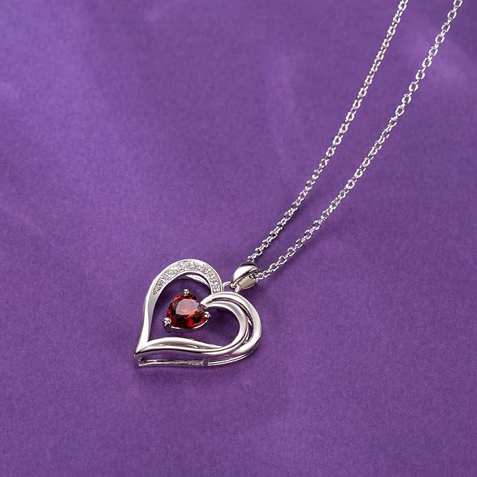 925 Sterling Silver Heart Necklace for Women Birthstone Necklace Silver Jewelry for Womens Jewelry Gifts for Women Her Mom
