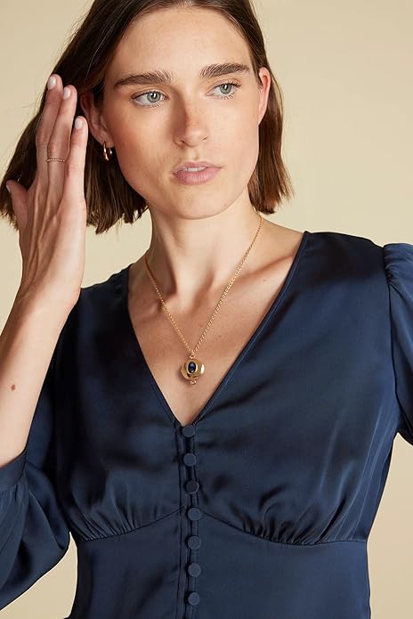 18k Gold Chain Link Necklace for Women, Baroque Pearl/Compass Pendant Necklace