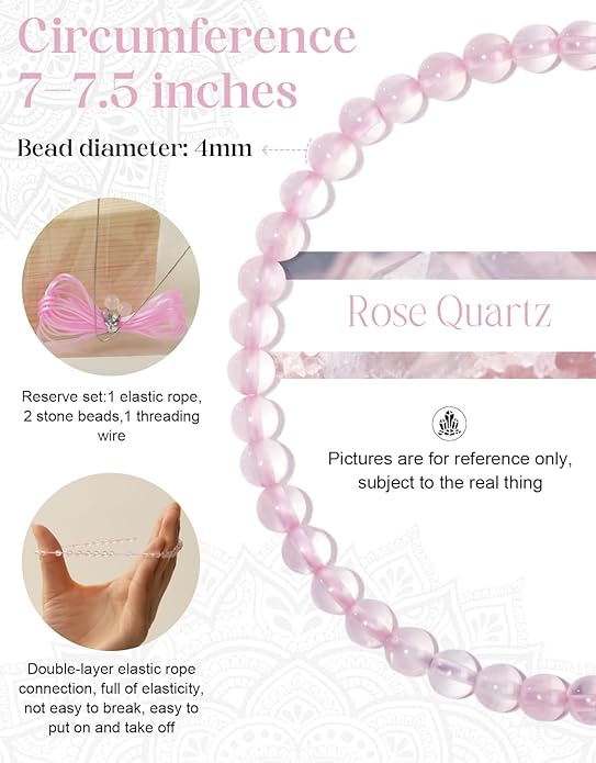 Handmade Natural Stone Beaded Stretch Bracelets,Healing Crystals Protection Bracelet,Spiritual Jewelry Gifts for Women & Men,Replacement Beads Included