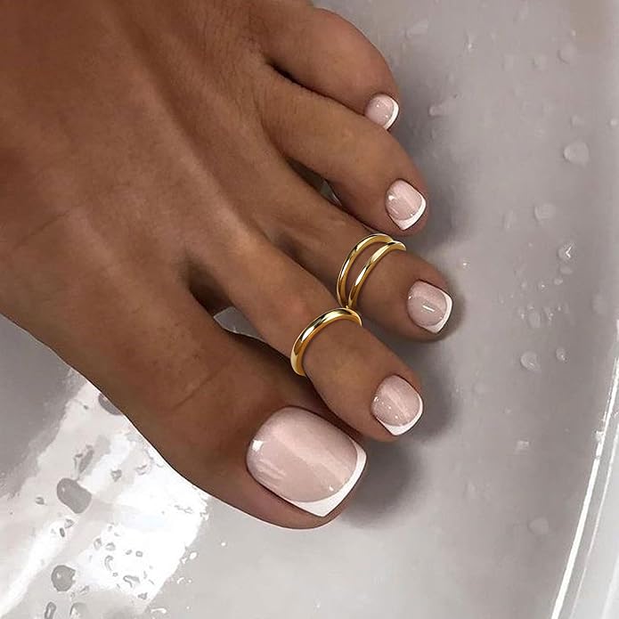 Jstyle 14k Gold Filled Toe Rings for Women Adjustable Toe Ring Band Rings Cubic Zirconia Daisy Flower Toe Rings Summer Beach Foot Jewelry