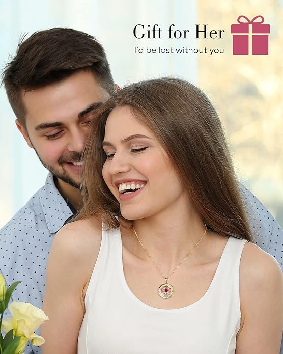 S925 Necklace Gift for Wife |Compass Jewelry |Women Anniversary |Sterling Silver |Girlfriend Birthday Gifts for Her Valentines |I'd be Lost without You |Jewel 18K Gold