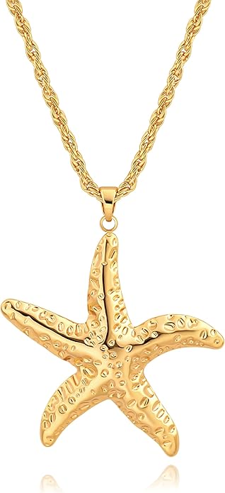 18k Gold Chain Link Necklace for Women, Baroque Pearl/Compass Pendant Necklace