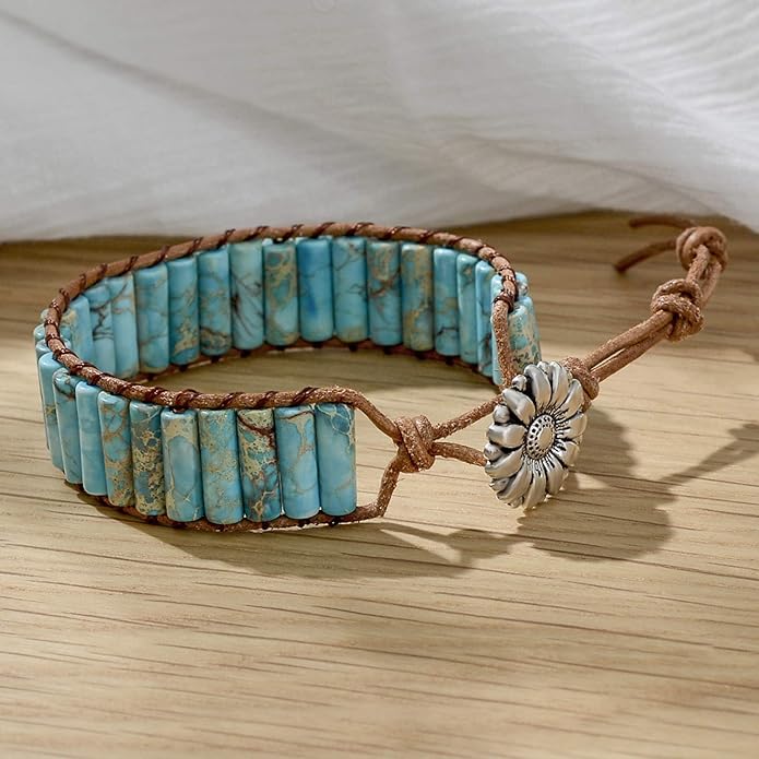 sedmart 7 Chakra Bracelets for Women with Real Stones Leather Wrap Healing Bead Bracelet Women Men Boho Friendship Jewelry