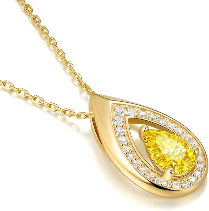 Kstyle 14K Gold Lab-Grown Moissanite/Emerald/Birthstone Pendant Necklaces for Women, Wife Girlfriend Daughter Mom Grandma Gifts, Dainty Birthday Jewelry for Her (925 Sterling Silver Base) Non Tarnish