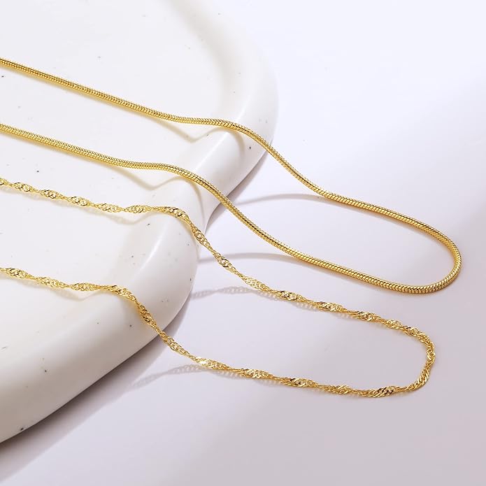 ASCOMY Layered Necklaces for Women Dainty Gold Necklace 14K Gold Plated Herringbone Necklace for Women Pearl Cross Necklace Paperclip Cuban Figaro Rope Satellite Chain Gold Choker Trendy Jewelry Gift