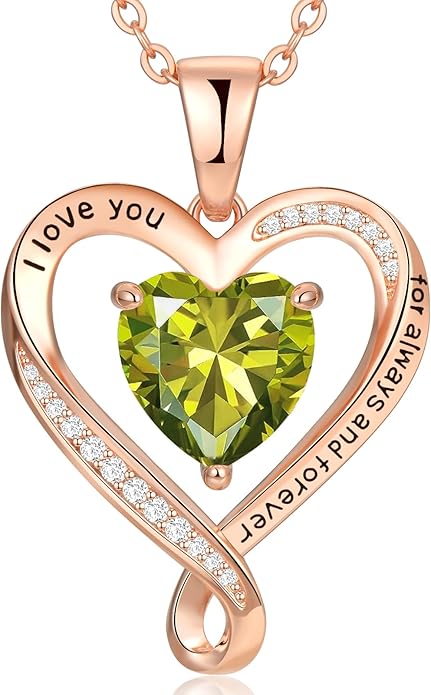 Birthday Gifts for Women Wife Infinity Heart Birthstone I Love You Necklace for Women S925 Sterling Silver Anniversary Wedding Gifts for Christmas Valentines Mothers Day Women's jewelry Diamond Pendant Necklaces Gift for Her Mom Daughter Grandma
