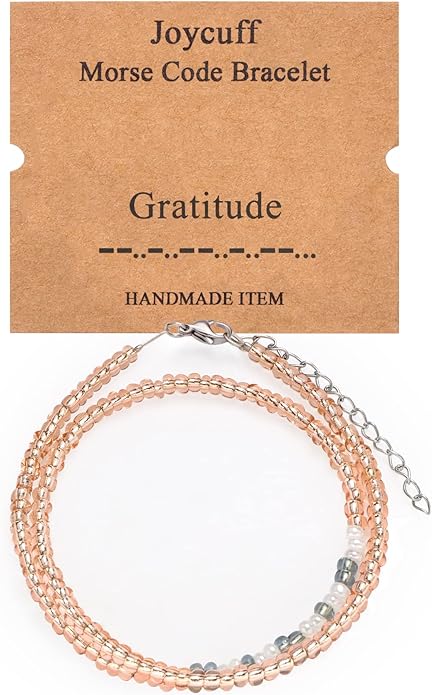 Birthday Gifts for Women Layered Morse Code Bracelets for Mom Aunt Friends Wife Her Beaded Strand Bracelet