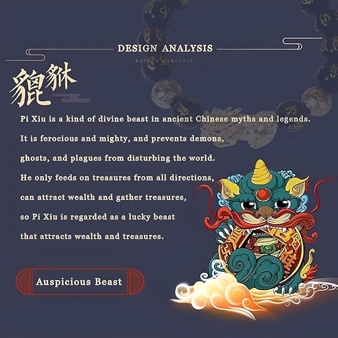 Feng Shui Bracelet 24K Gold Plated PiXiu Bracelet, Obsidian Dragon Protection Meditation Decompression Prayer Beads Lucky Wealth Bracelets for Men Women