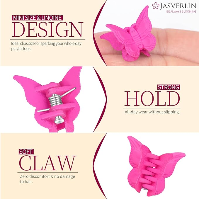 Butterfly Hair Clips, Assorted Color Plastic Mini Cute Hair Clip for 90s Girls Women Kids Butterflies Y2K Festival Accessories 50pcs 10 Colors with Organizer (Solid)