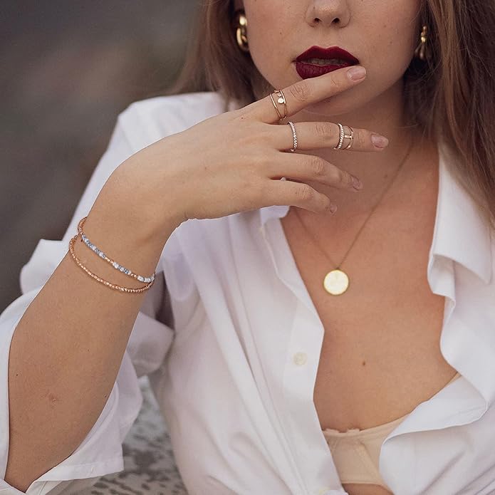 Birthday Gifts for Women Layered Morse Code Bracelets for Mom Aunt Friends Wife Her Beaded Strand Bracelet