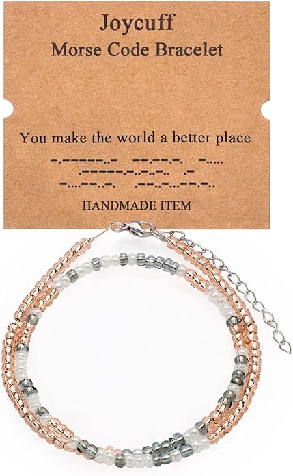 Birthday Gifts for Women Layered Morse Code Bracelets for Mom Aunt Friends Wife Her Beaded Strand Bracelet