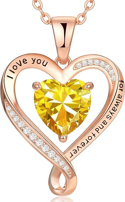 Birthday Gifts for Women Wife Infinity Heart Birthstone I Love You Necklace for Women S925 Sterling Silver Anniversary Wedding Gifts for Christmas Valentines Mothers Day Women's jewelry Diamond Pendant Necklaces Gift for Her Mom Daughter Grandma