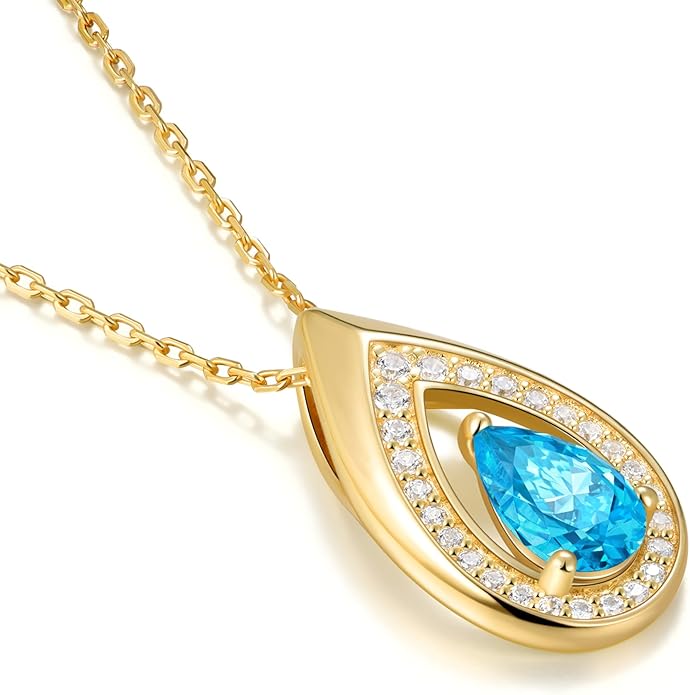 Kstyle 14K Gold Lab-Grown Moissanite/Emerald/Birthstone Pendant Necklaces for Women, Wife Girlfriend Daughter Mom Grandma Gifts, Dainty Birthday Jewelry for Her (925 Sterling Silver Base) Non Tarnish