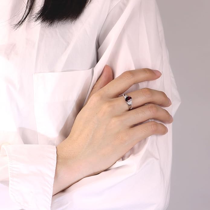 925 Sterling Silver Oval Shaped 8X6 MM Gemstone Ring Leaf Engagement Ring for Women Jewelry