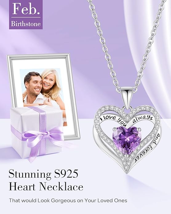 S925 Sterling Silver Necklace for Women, Wife Jewelry Rose Gold, Mom Birthday Valentines Mothers Day Gifts, Girlfriend Necklaces, Daughter Heart Jewel, Anniversary for Her