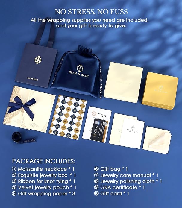 Beam & Bask Rose Flower Heart Moissanite Necklaces for Wife, S925 Silver Pendant for Women, 18K Gold Plated Jewelry for Her Girlfriend Mom for Anniversary Birthday