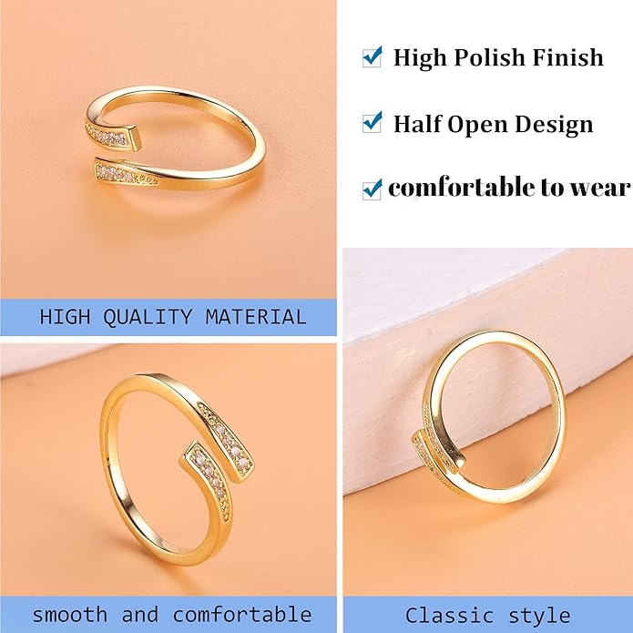 Jstyle 14k Gold Filled Toe Rings for Women Adjustable Toe Ring Band Rings Cubic Zirconia Daisy Flower Toe Rings Summer Beach Foot Jewelry