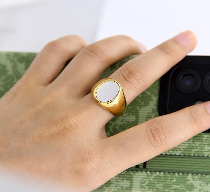 Stainless Steel Round Shape Classical Simple Plain Wedding Engagement Statement Pinky Band Signet Rings for Men Women Size 4-15