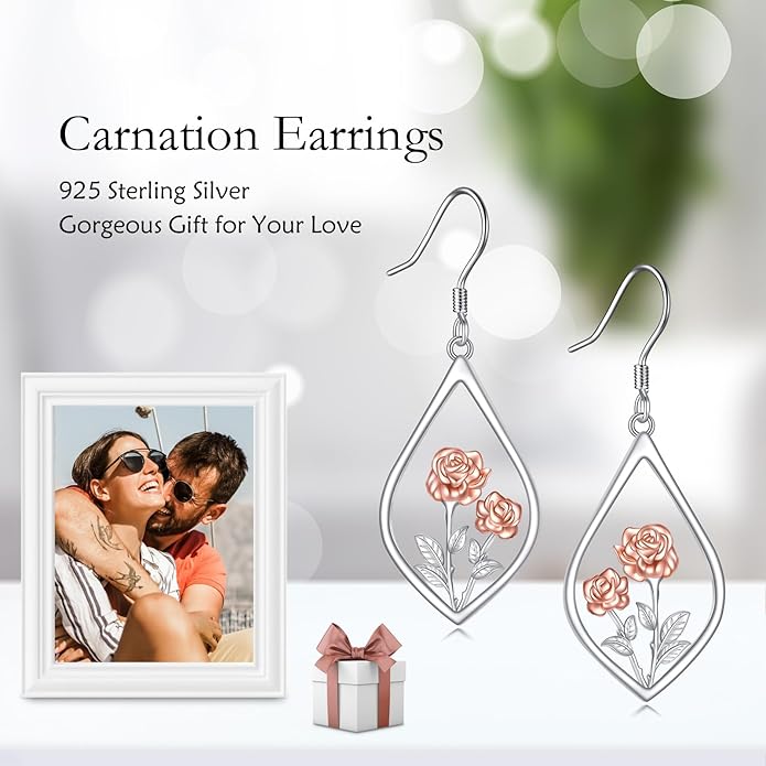 Scottish Thistle/Sunflower/Violet/Daffodil/Orchid Earrings Sterling Silver Flower Dangle Dangling Drop Boho Earrings Jewelry Gifts for Women