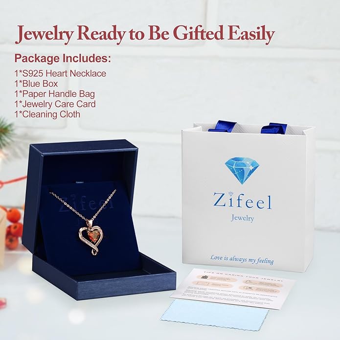 Birthday Gifts for Women Wife Infinity Heart Birthstone I Love You Necklace for Women S925 Sterling Silver Anniversary Wedding Gifts for Christmas Valentines Mothers Day Women's jewelry Diamond Pendant Necklaces Gift for Her Mom Daughter Grandma