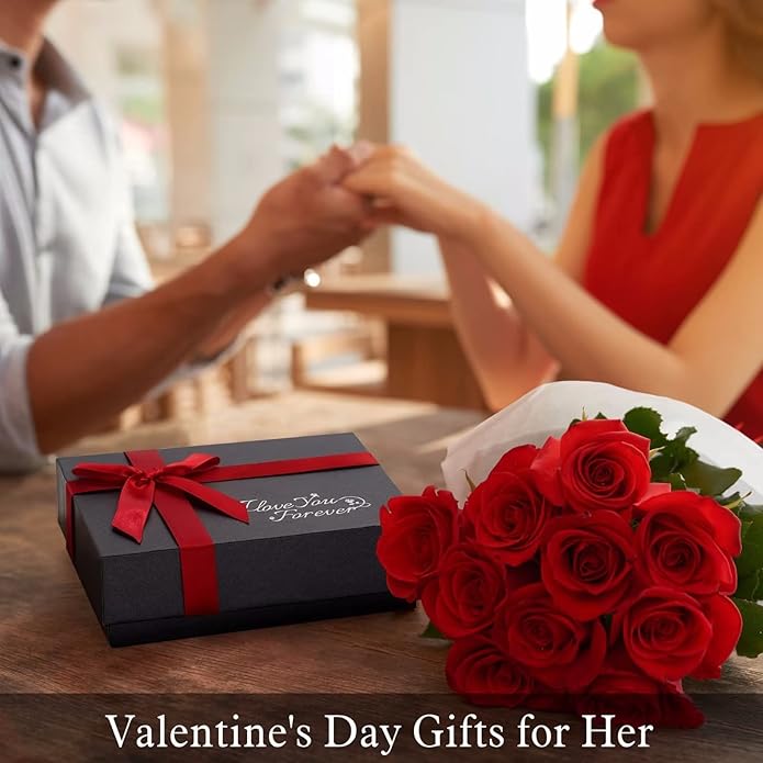 Iefil Rose Heart Necklaces Gifts for Women - 925 Sterling Silver Rose Heart Initial Necklace, Anniversary Birthday Gifts for Women, Jewelry Gift for Her Wife Girlfriend Mom Daughter