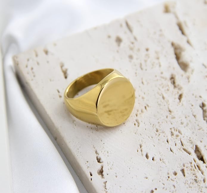 Stainless Steel Round Shape Classical Simple Plain Wedding Engagement Statement Pinky Band Signet Rings for Men Women Size 4-15