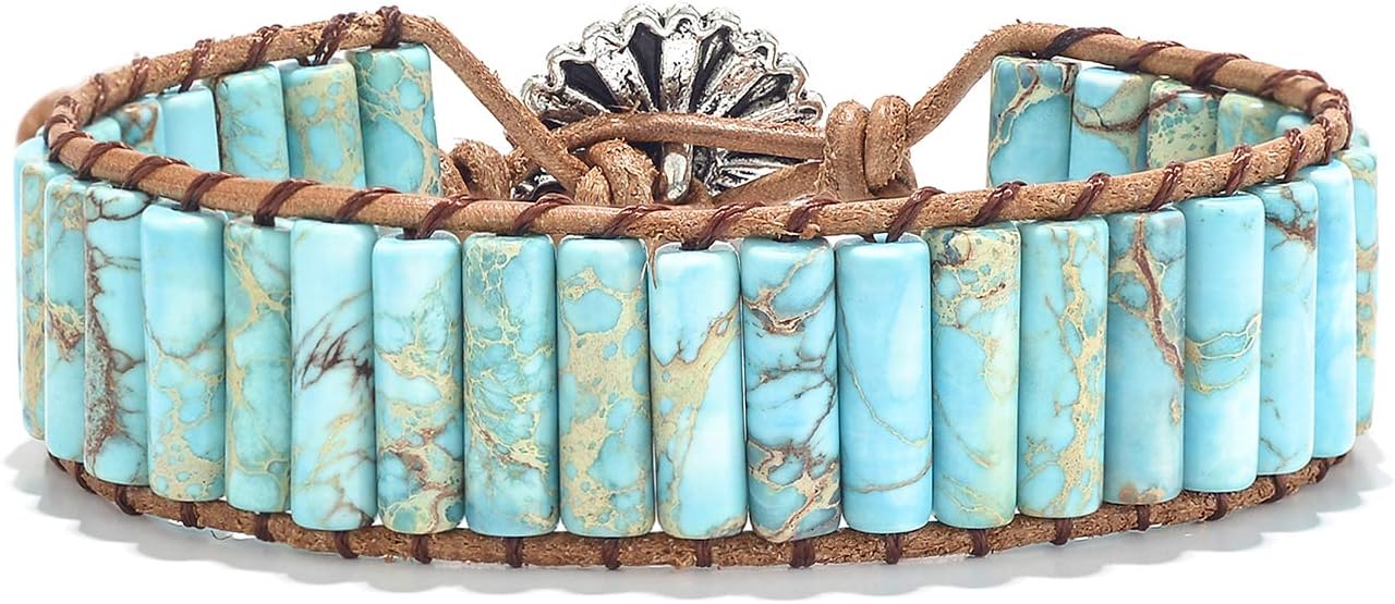 sedmart 7 Chakra Bracelets for Women with Real Stones Leather Wrap Healing Bead Bracelet Women Men Boho Friendship Jewelry