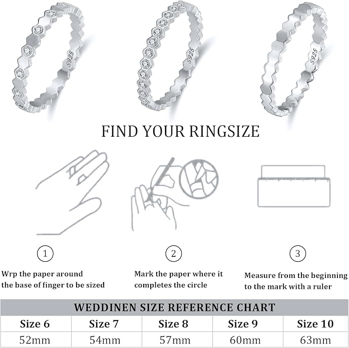 WEDDINEN Stackable Sterling Silver Rings for Women Non Tarnish Dainty 14K Gold Plated Stack Thin Rings Cubic Zirconia Thumb Ring Set Statement Wedding Bands Engagement Rings Jewelry Gifts Size 6-10