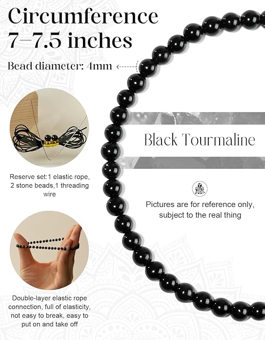 Handmade Natural Stone Beaded Stretch Bracelets,Healing Crystals Protection Bracelet,Spiritual Jewelry Gifts for Women & Men,Replacement Beads Included