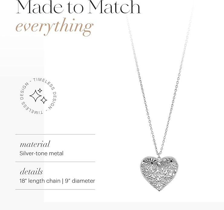 Jewelry Heart Pendant Necklace for Women, 18" Lightweight Chain, Gift-Ready, Elegant and Versatile Design