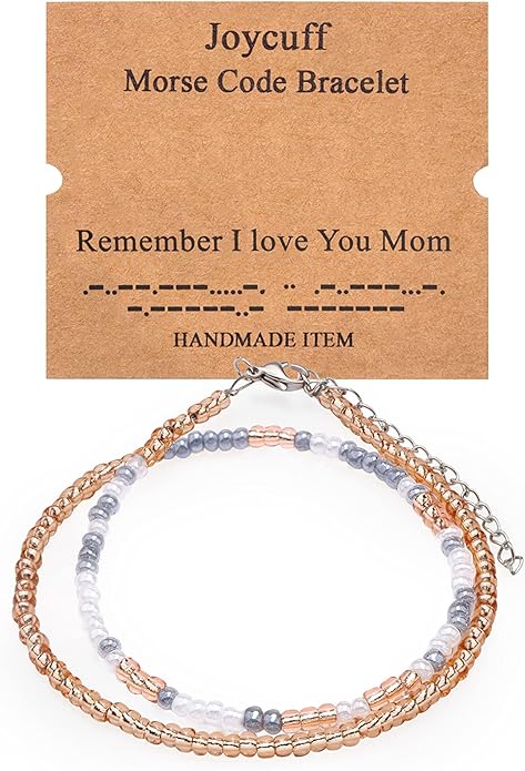 Birthday Gifts for Women Layered Morse Code Bracelets for Mom Aunt Friends Wife Her Beaded Strand Bracelet