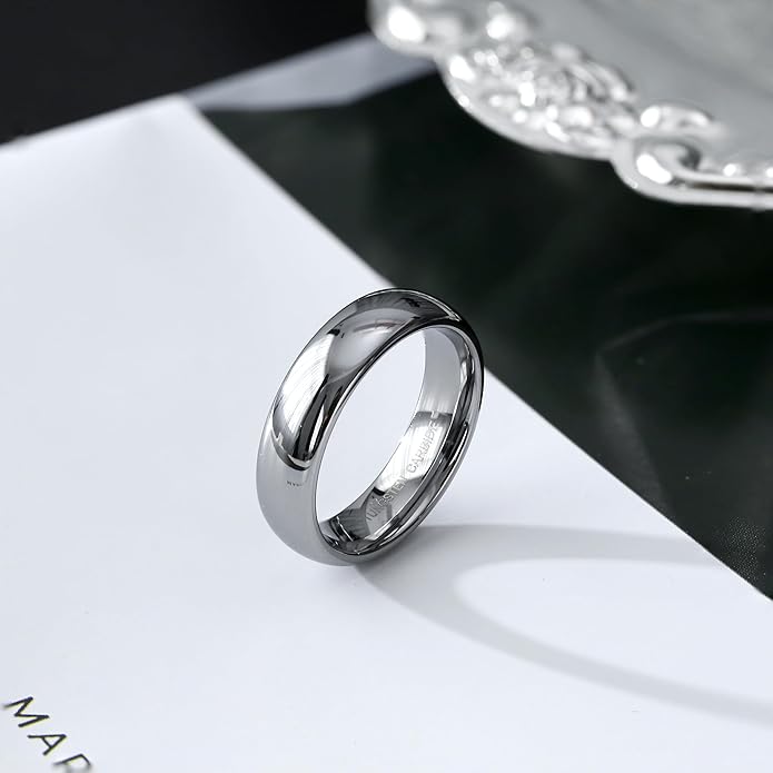 Jstyle 2mm 4mm 6mm 8mm Tungsten Rings for Men Women Hypoallergenic Wedding Band Rings Gold/Silver Domed High Polish Comfort Fit Size 6-12 Not Tarnished