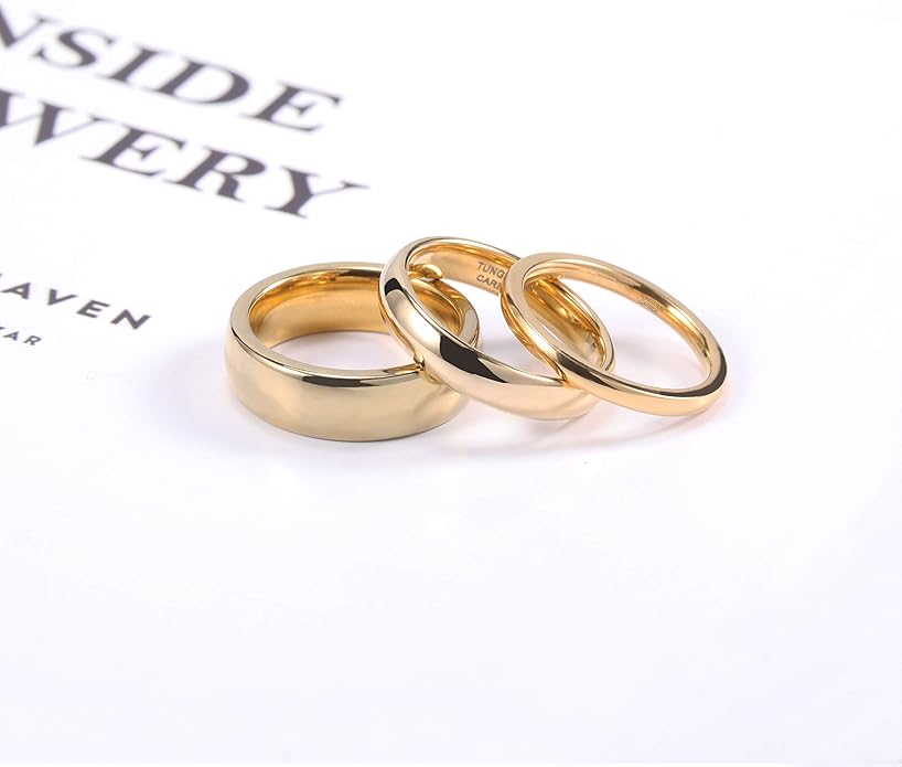 TRUMIUM 2mm 4mm 6mm 8mm Tungsten Wedding Band Ring for Men Women Gold/Rose Gold/Silver Domed High Polish Comfort Fit 4-15
