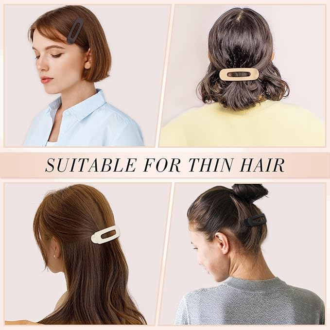 15 PCS Flat Hair Clips, Neutral Color Flat Claw Clips 3 Sizes Hair Claws for Women Girls Thin Hair