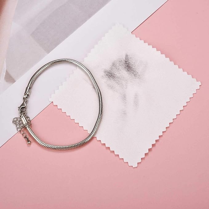 SEVENWELL 50pcs Jewelry Cleaning Cloth White Polishing Cloth for Sterling Silver Gold Platinum Small Polish Cloth 8x8cm