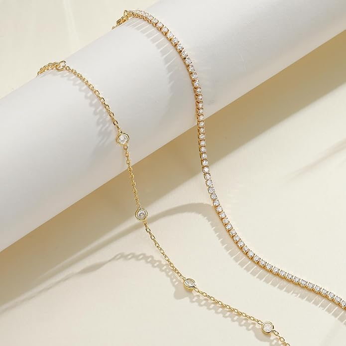 Ritach Ankle Bracelets for Women - Stainless Steel Silver/Gold Anklets for Women Waterproof Layered Cuban Link Figaro Chain Heart Anklets Set Summer Beach Jewelry Gifts