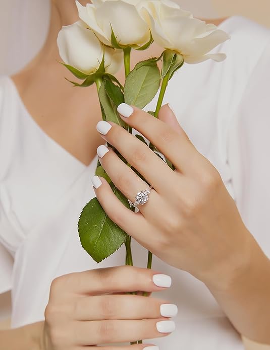 EAMTI 2CT 925 Sterling Silver Engagement Rings for Women Round Cut 3-Stone Promise Rings for Her Cubic Zirconia CZ Wedding Bands Size 3-11